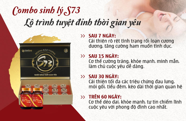 Lộ trình tuyệt đỉnh thời gian yêu khi sử dụng combo sinh lý S73