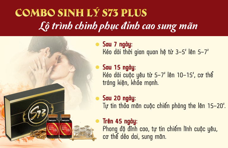 Lộ trình nâng tầm sung mãn chạm đỉnh phong độ của combo sinh lý S73 Plus