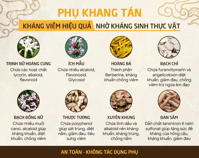 Phụ Khang Tán sử dụng nhiều loại kháng sinh thực vật