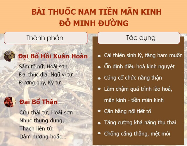 Bài thuốc tiền mãn kinh Đỗ Minh Đường