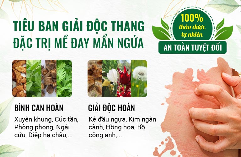 Bài thuốc Tiêu ban Giải độc thang chiết xuất thảo dược tự nhiên đặc trị mề đay từ gốc