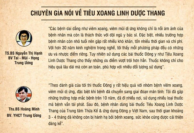 Chuyên gia nói về bài thuốc Tiêu Xoang Linh Dược Thang Chuyên gia nói về bài thuốc Tiêu Xoang Linh Dược Thang