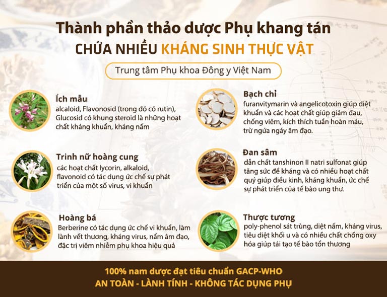 Phụ Khang Tán sử dụng nhiều loại kháng sinh thực vật Phụ Khang Tán sử dụng nhiều loại kháng sinh thực vật