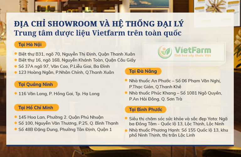 Hệ thống đại lý của Trung tâm dược liệu Vietfarm