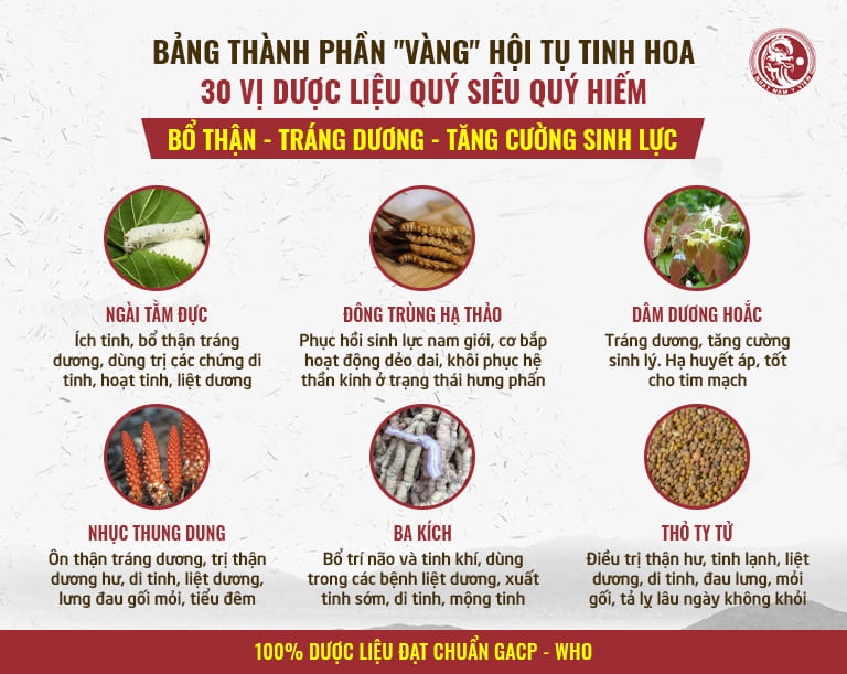 Một số thành phần dược liệu quý trong bài thuốc Uy Long Đại Bổ